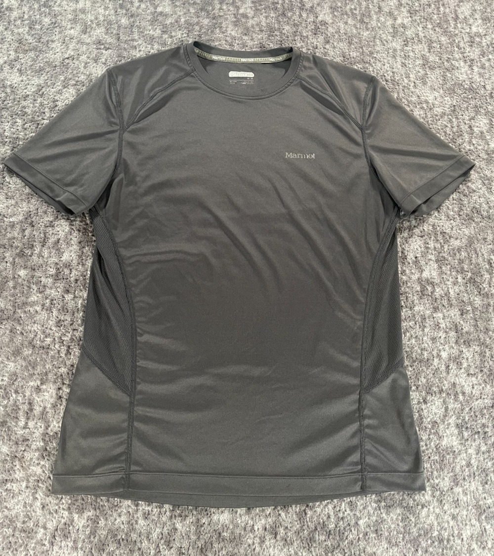 Marmot Performance T-Shirt Men's M Gray Mesh Short Sleeve Athletic Fit